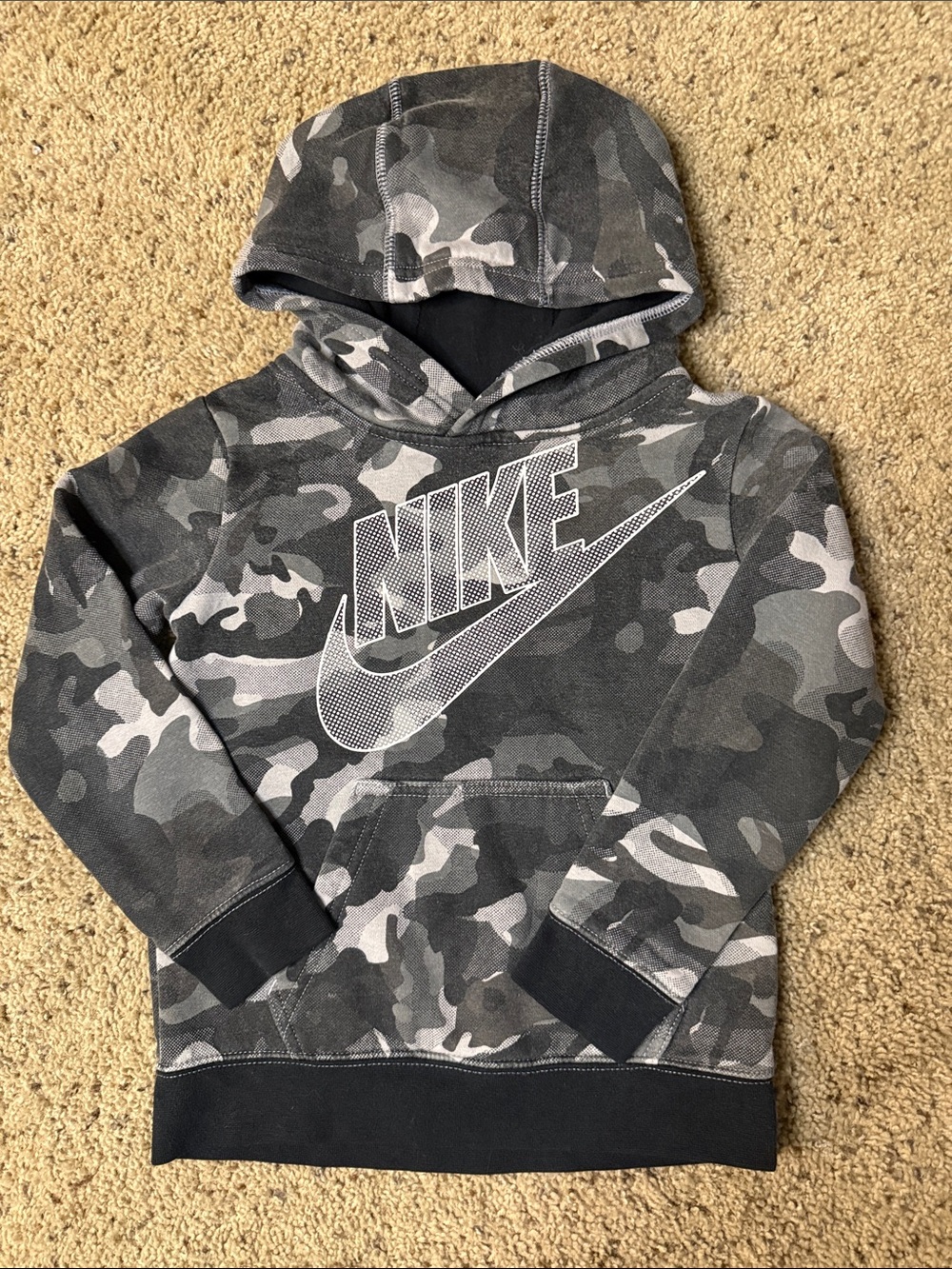 Nike Kids' Black & Gray Camo Pullover Hoodie